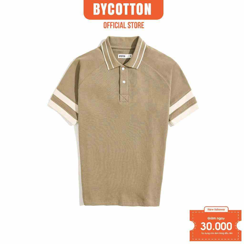 [Mã BYCO300T8 giảm 30% đơn 0K] Áo Thun Nam Polo Cao Cấp Có Cổ BY COTTON Raglan 2 Layer Brown 070223