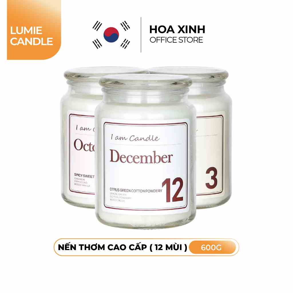 Nến Thơm Hàn Quốc 12 Tháng LUMIE CANDLE size 600g - Quà Tặng Sinh Nhật