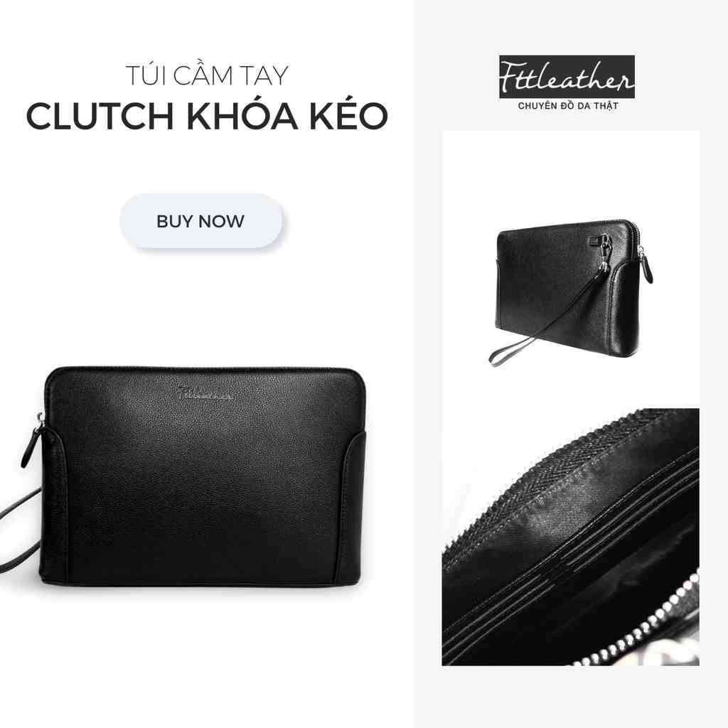 Túi Clutch Cầm Tay Nam FTT Leather Da Bò Tích Hợp Ngăn Đựng Thẻ Card Tiện Lợi