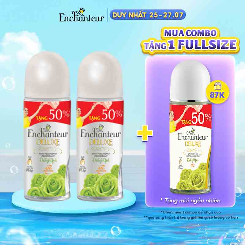 Combo 2 lăn khử mùi hương nước hoa Enchanteur Delightful 75ml