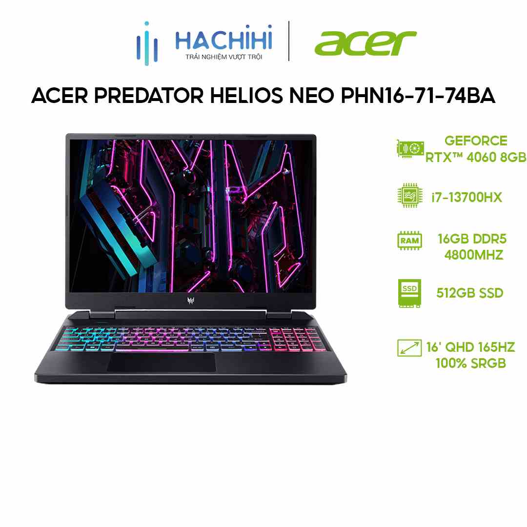 Laptop Acer Predator Helios Neo PHN16-71-74BA (i7-13700HX|16GB|512GB|RTX™ 4060 8GB)