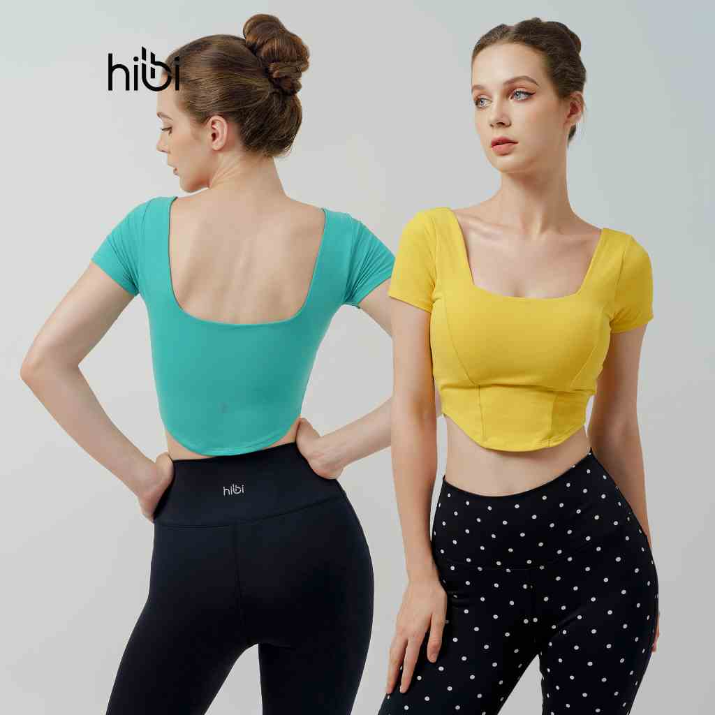 Áo Croptop Tập Yoga Gym Hibi Sports Cr823, Kiểu Corset Cổ Vuông, Kèm Mút Ngực