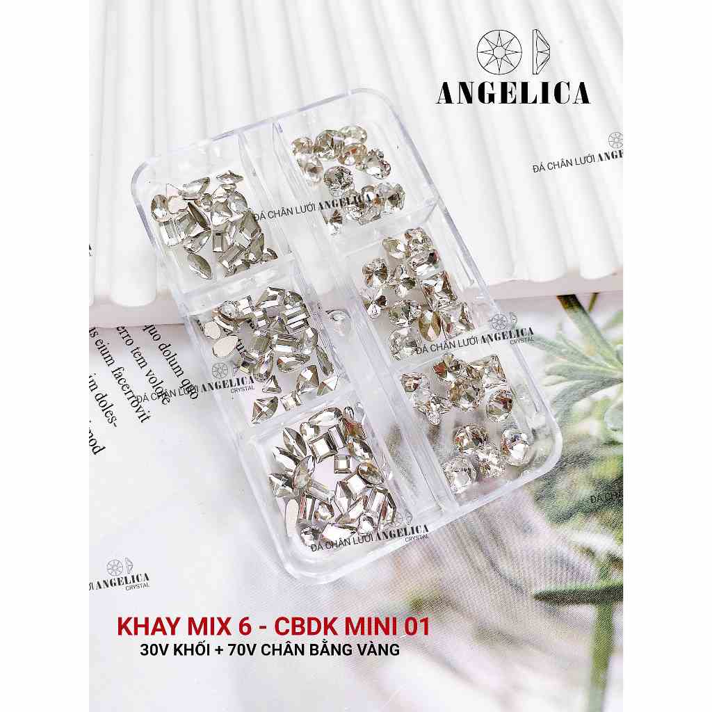 Khay 6 ô chân bằng đá khối chỉ size mini ANGELICA CBDKMN