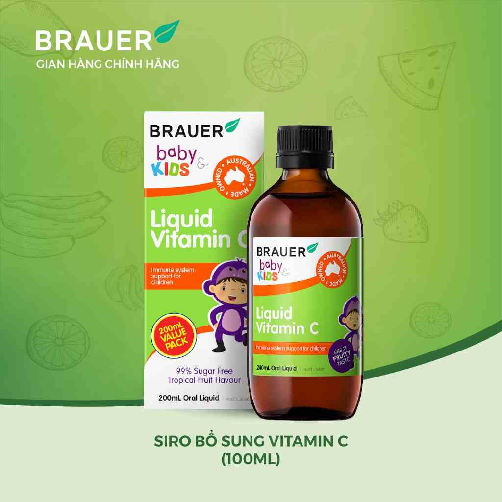 Siro BRAUER Liquid Vitamin C cho trẻ từ 1 tuổi (100ml)