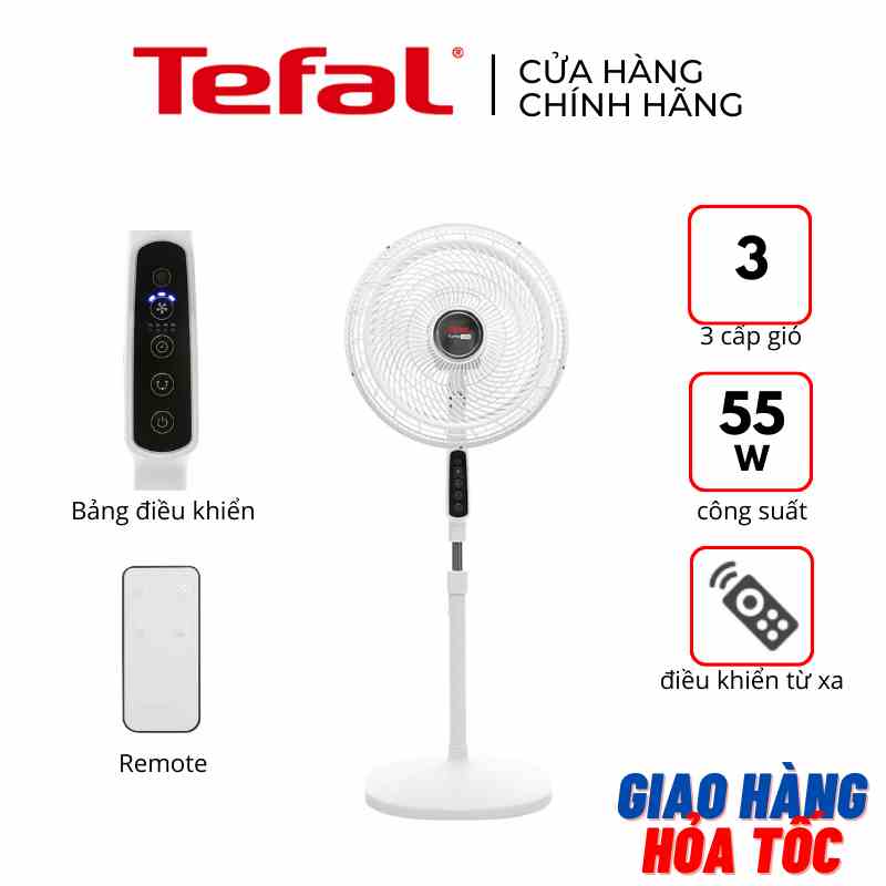 Quạt đứng 3 cánh Tefal Turbo Life VH659690 - màu Trắng - Có remote - Hàng chính hãng