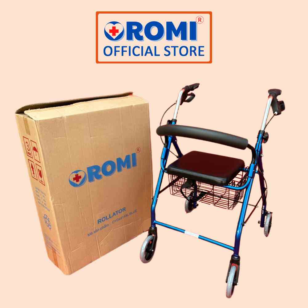 Khung tập đi có giỏ đựng đồ OROMI DY049144L - Xe tập đi cho người già có ghế ngồi