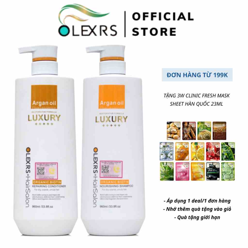 Cặp Dầu Gội Xả Phục Hồi, Chống Rụng Tóc Olexrs Hair Salon Luxury 960ml (Luxury)