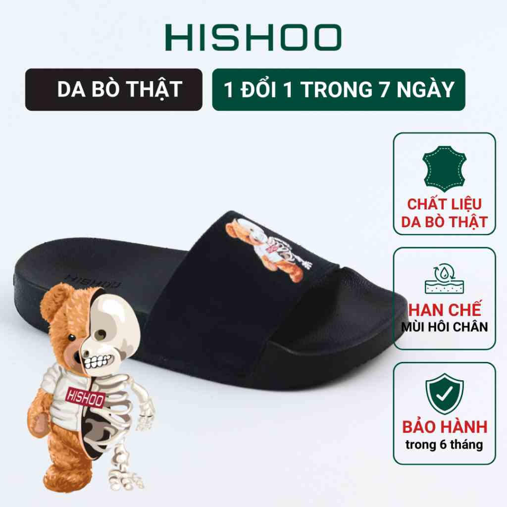 Dép quai ngang slipper cho bé trẻ em BIG SIZE Gấu Tàn Mạt cao cấp nam, nữ HISHOO siêu nhẹ da bò size 33 - 44 U078