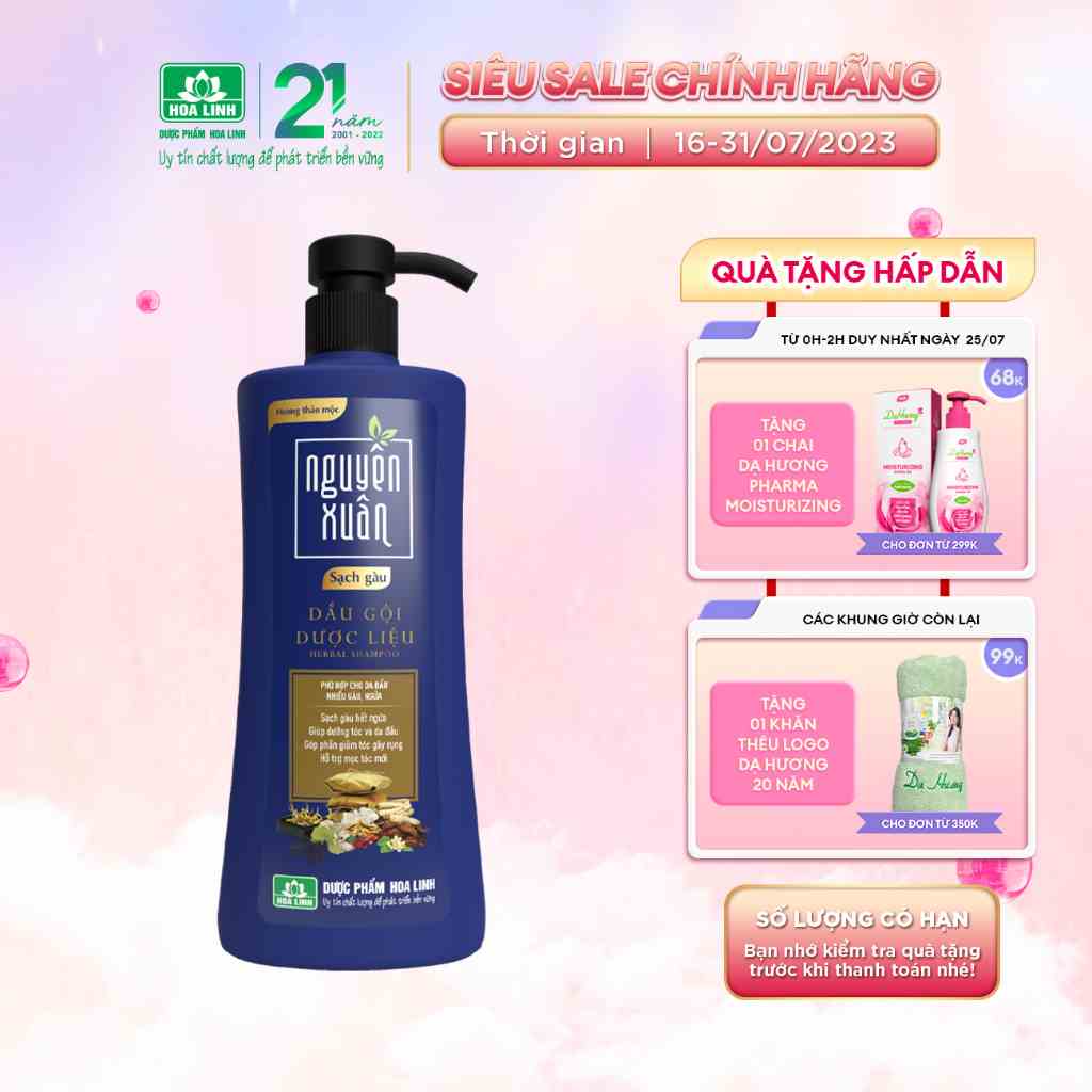 {MỚI} Dầu gội Dược liệu Nguyên Xuân Sạch Gàu 450ml - Tặng thêm 50ml giá không đổi