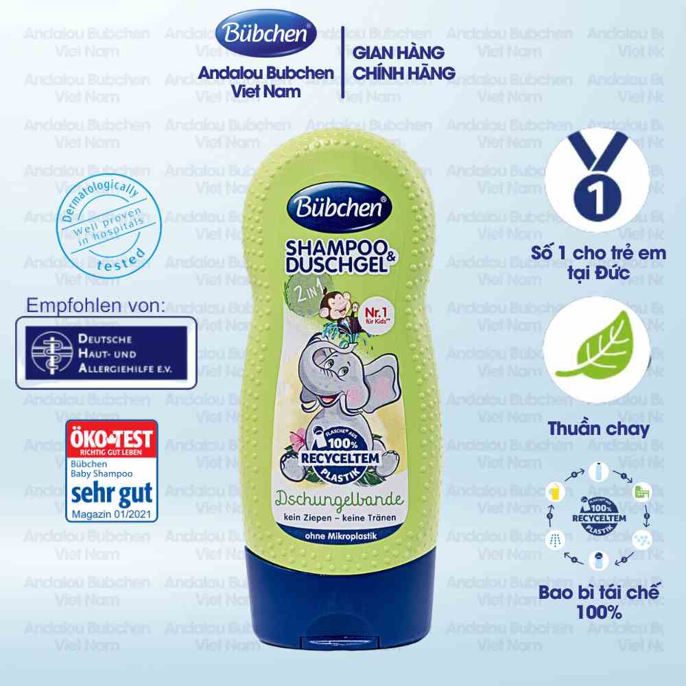 [Mã BMLTB35 giảm đến 35K đơn 99K] Sữa Tắm Gội Nhiệt Đới Bubchen Kids Shampoo & Duschgel 230ml