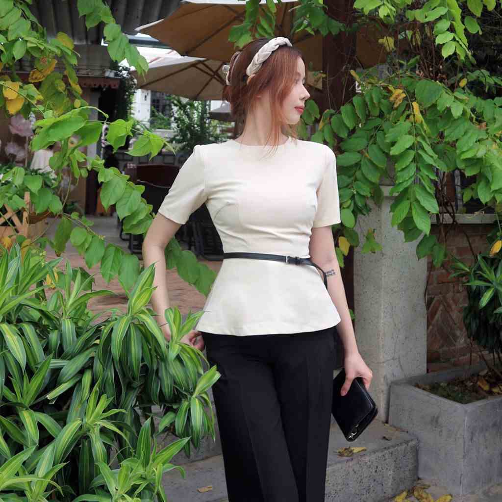 Áo peplum dự tiệc công sở sang trọng thanh lịch chất linen bố Callene (CC318)