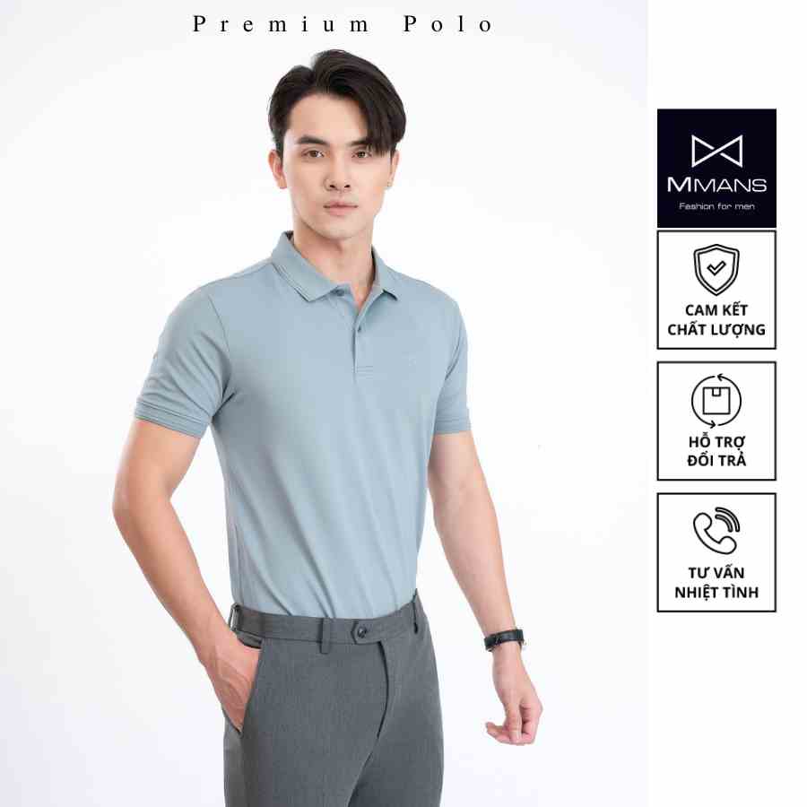 Áo polo nam MMANS màu xám nhạt basic tinh tế sang trọng chất vải cotton poly cao cấp co giãn 4 chiều không nhăn nhàu