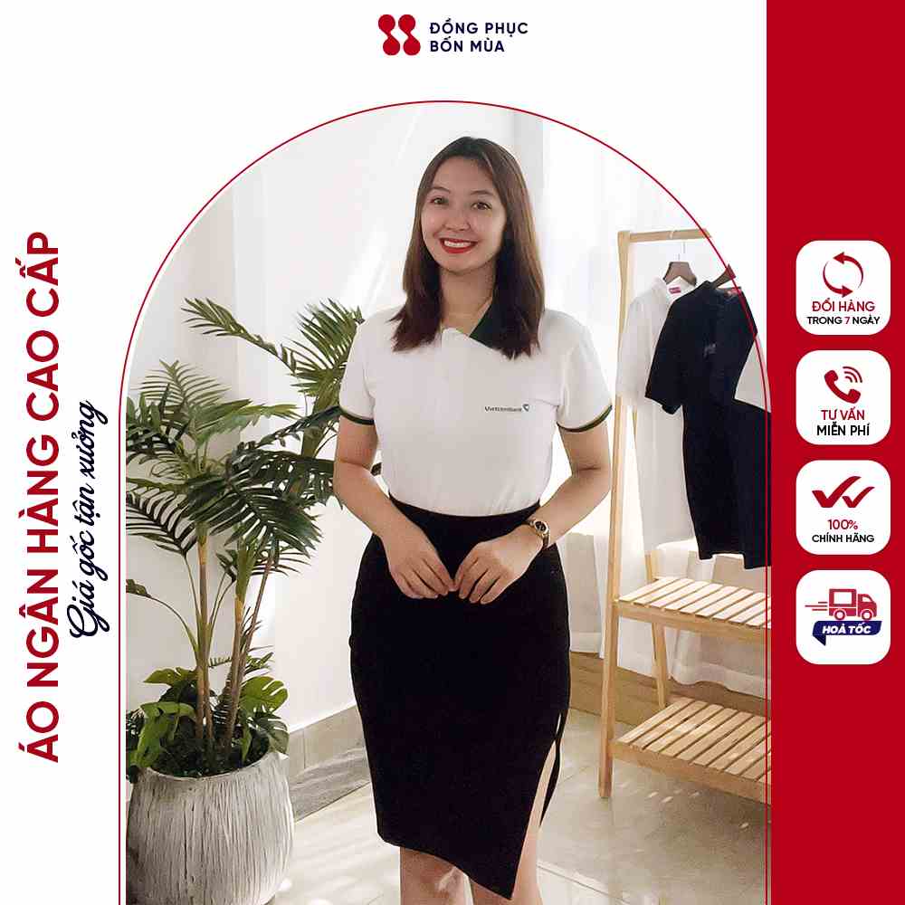 Áo thun đồng phục Ngân Hàng Vietcombank- Đồng Phục Bốn Mùa chất Cotton co dãn thoáng mát