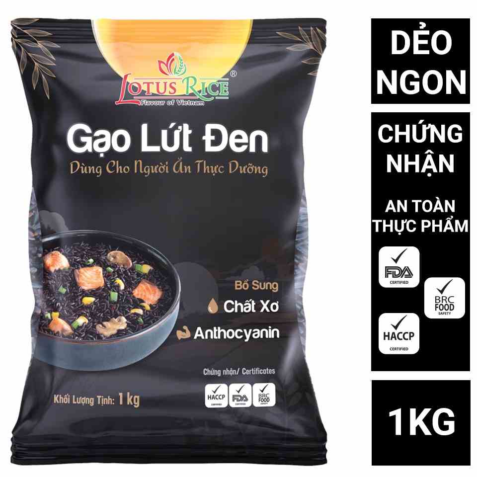 [Mã BMLTB35 giảm đến 35K đơn 99K] Gạo Lứt Đen Lotus Rice 1kg - Tốt cho người ăn thực dưỡng - Dễ ăn dễ nấu