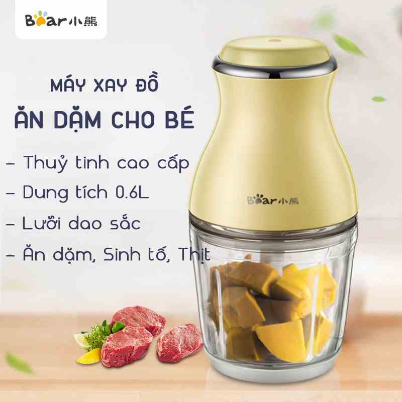 Máy Xay Thực Phẩm Đa Năng 0.6L KidAndMom Bear QSJ-B02U2/B02R1 Công Suất 200W Cối Thuỷ Tinh Hàng Chính Hãng