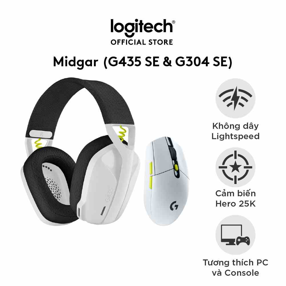 Combo Chuột Logitech G304 SE  Lightspeed & Tai nghe Bluetooth Logitech G435 SE - Tương thích PC,MAC PS4 PS5, Mic kép