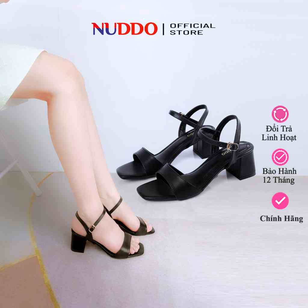 [Mã FA10K28 giảm đến 10k đơn 99k] Giày sandal nữ cao gót 5 phân quai hậu đế vuông cao cấp NUDDO_H402S