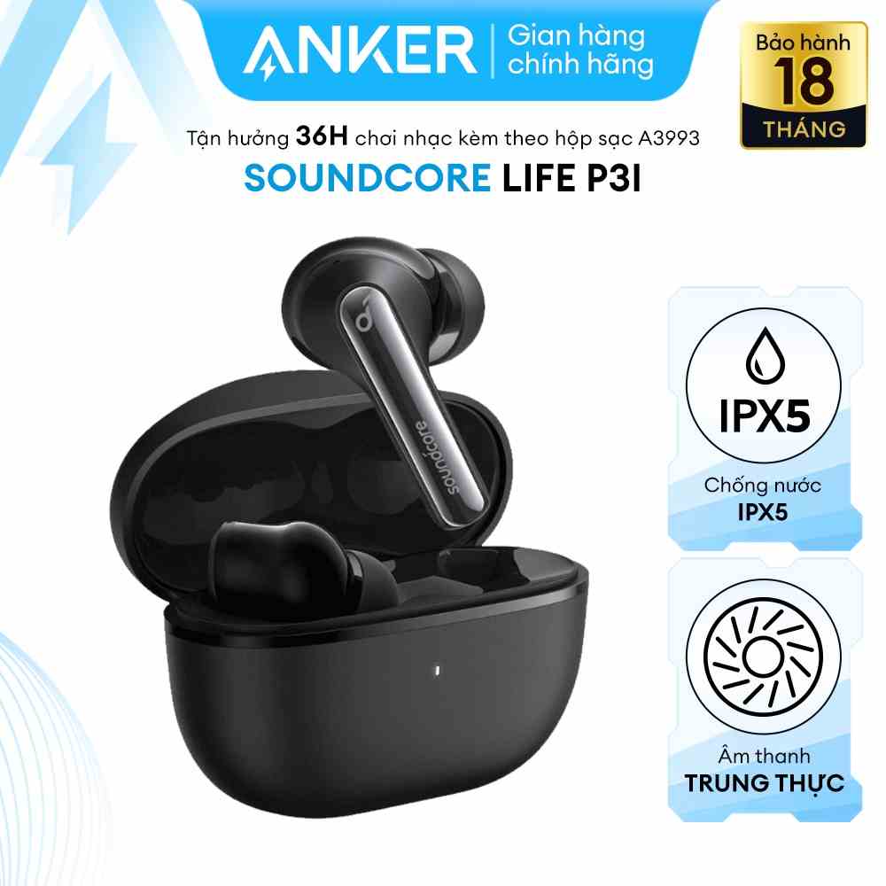 Tai Nghe SOUNDCORE LIFE P3I (TWS) - A3993 - Chơi Nhạc Lên Đến 36h, Chế Độ Chống Ồn Chủ Động, Chống Nước IPX5