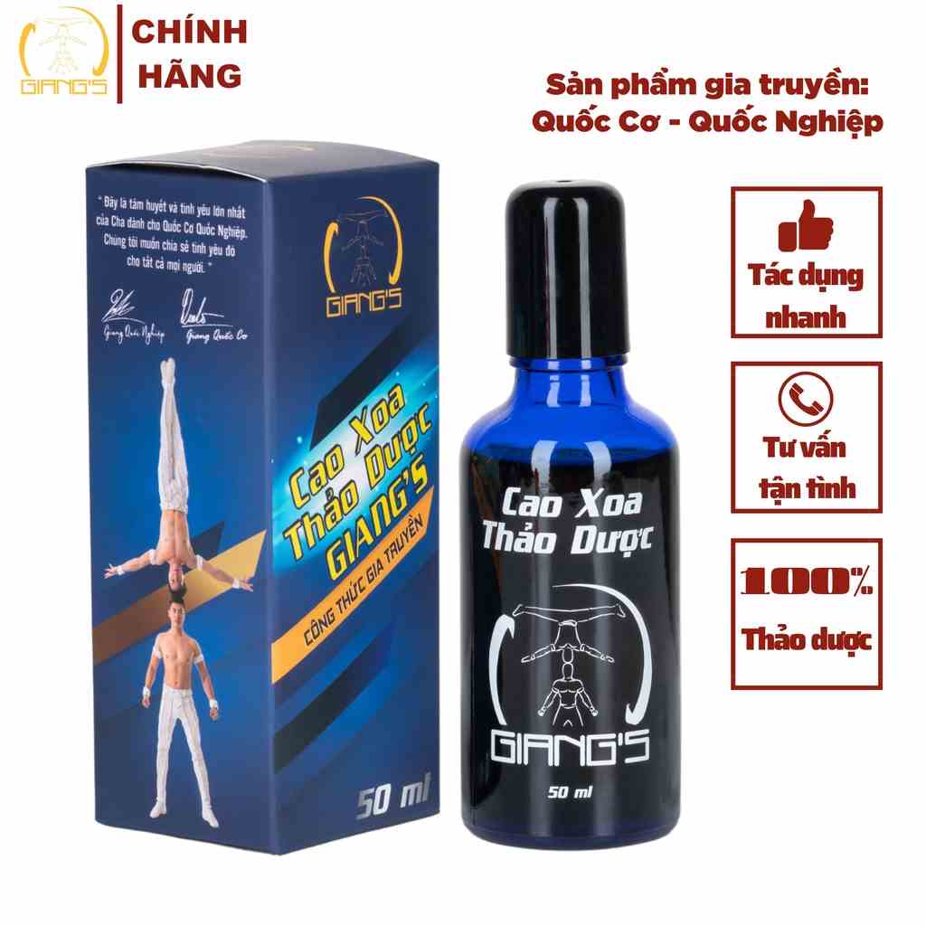 Cao Xoa Bóp Thảo Dược GIANGS Giảm Đau Cổ-Vai-Gáy Gia Truyền Quốc Cơ Quốc Nghiệp Chai 50ml