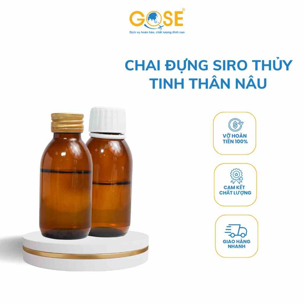 Vỏ chai thủy tinh đựng siro GOSE lọ chiết 100ml 125ml nắp nhôm nắp nhựa nhiều công dụng