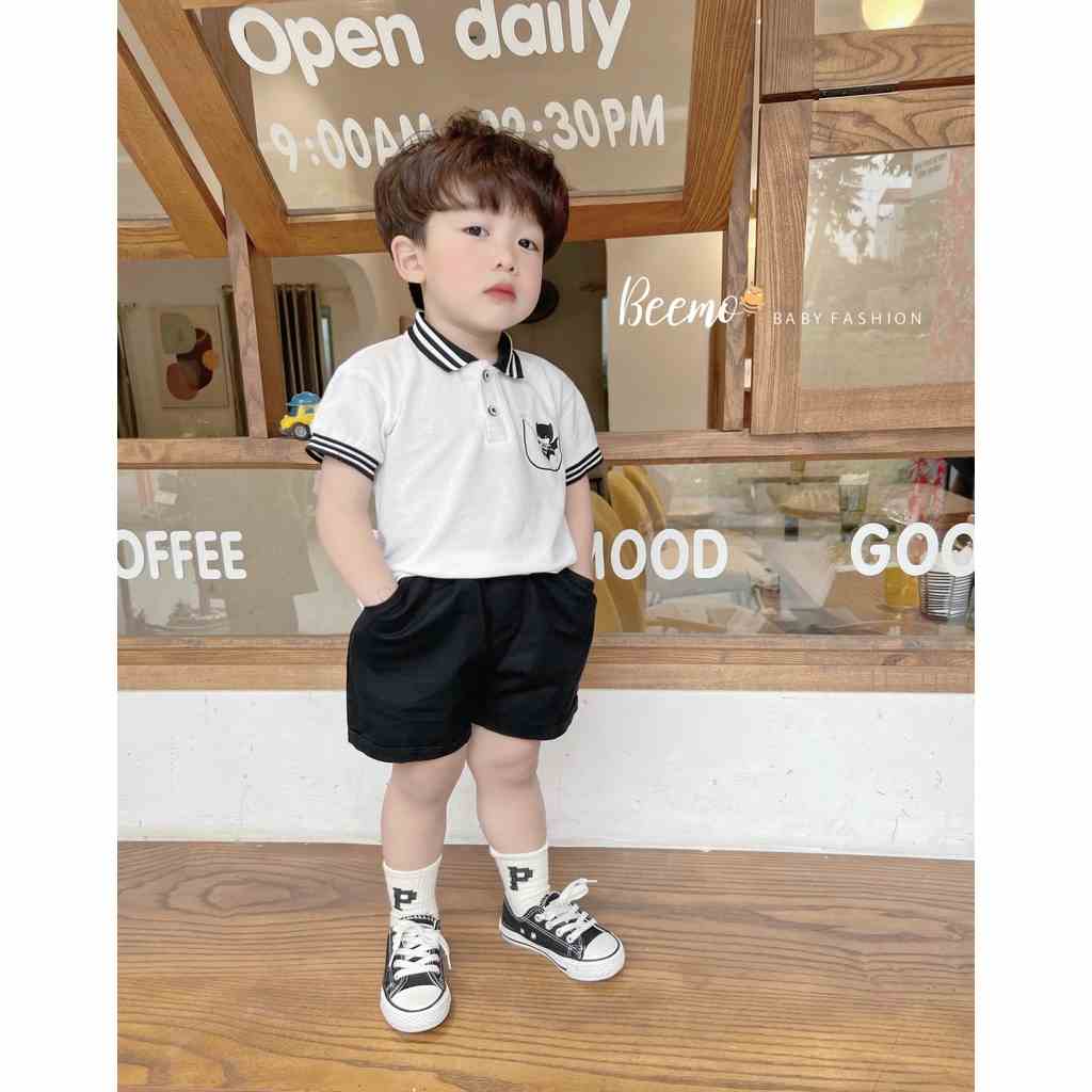 Set bộ quần áo polo cộc tay Beemo in hình Batman chất liệu cotton cá sấu mặc đi học đi chơi cho bé từ 1 - 7 tuổi 22109B