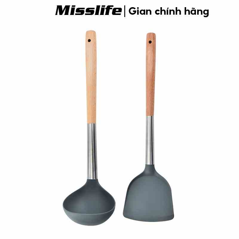 Muôi và xẻng silicon Mislife đồ nấu ăn tiện lợi