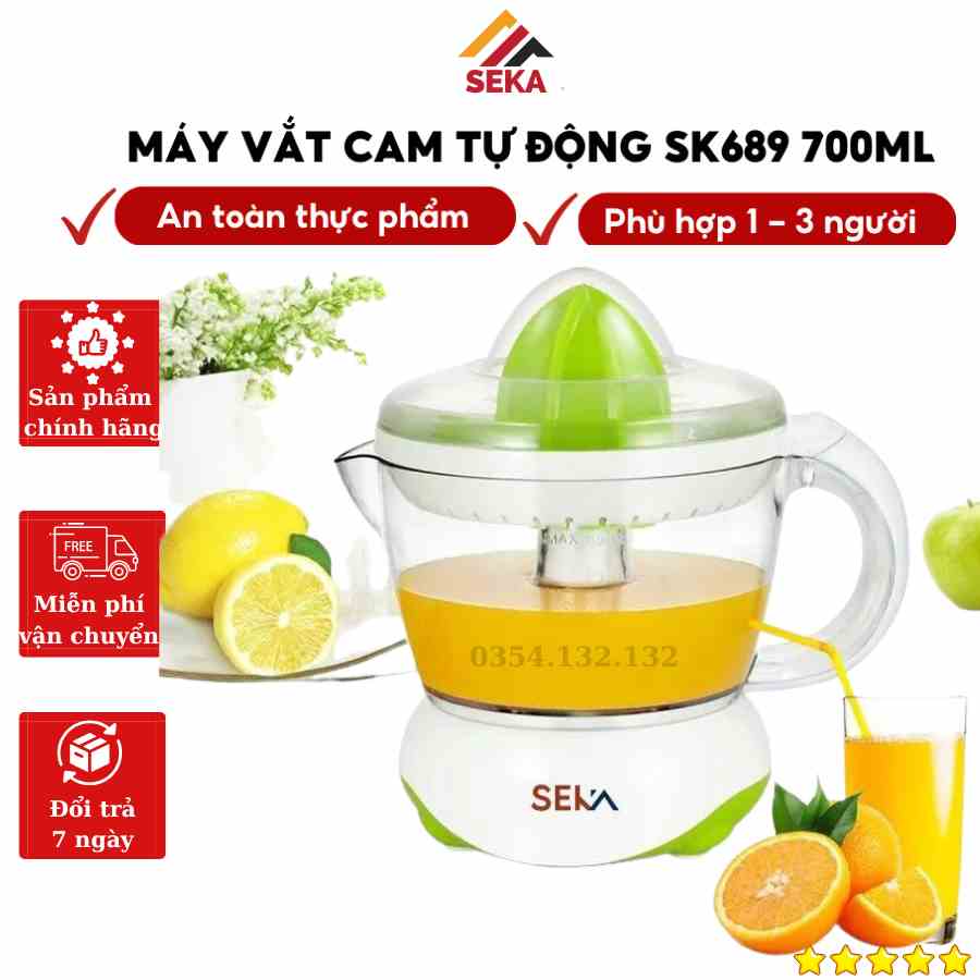 Máy vắt cam, máy ép cam tự động 2 chiều dùng diện giúp vắt kiệt lượng nước, hàng chính hãng seka nhỏ gọn tiện dụng