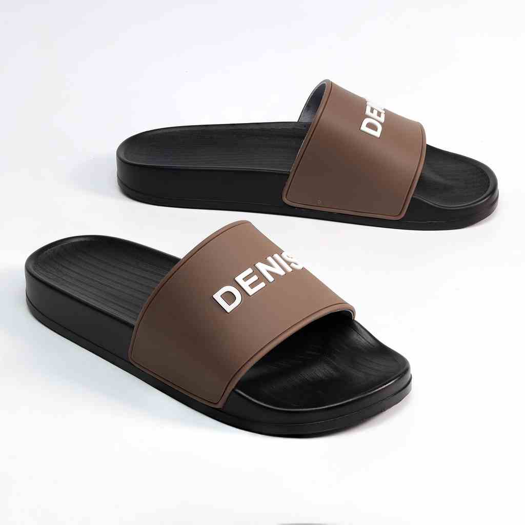 Dép quai ngang nam nữ Denis DN13 Unisex Slipper Màu nâu đế đen tính Ngoài trời