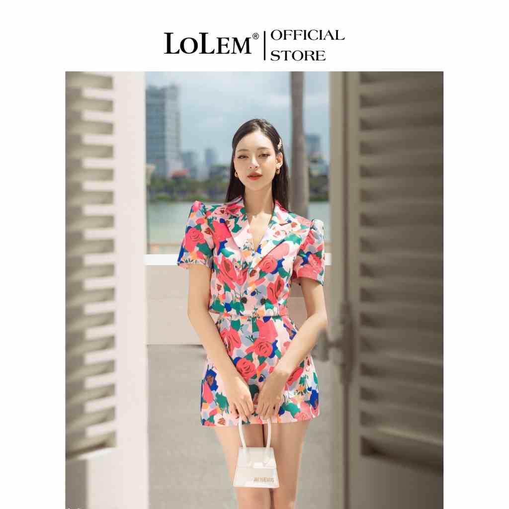 Set áo quần LOLEM SQ057 áo blazer croptop phối quần short vải tuýp si dày dặn