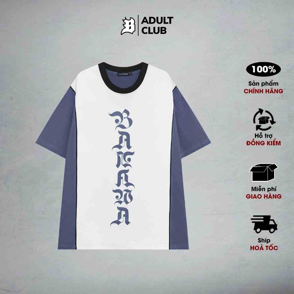 Áo thun Local Brand Banawa áo phông cotton 2 chiều oversize tay lỡ nam nữ unisex - Panel Tee - Màu xanh dương