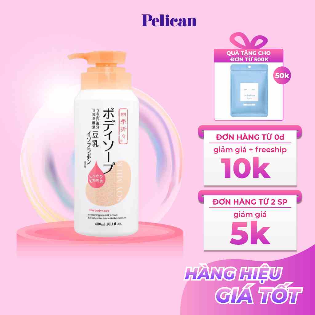 [Mã BMLTB35 giảm đến 35K đơn 99K] Sữa tắm mịn da chiết xuất đậu nành Kumano Soy Milk The Body Soap 600ml