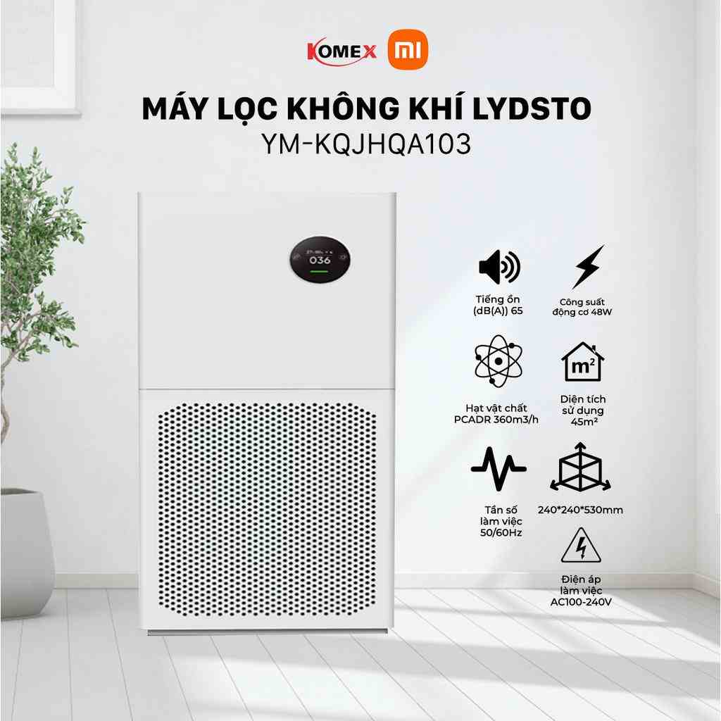 Máy lọc không khí lydsto A1 loại bỏ vi khuẩn đem lại sự trong lành cho không khí điều khiển từ xa qua app điện thoại