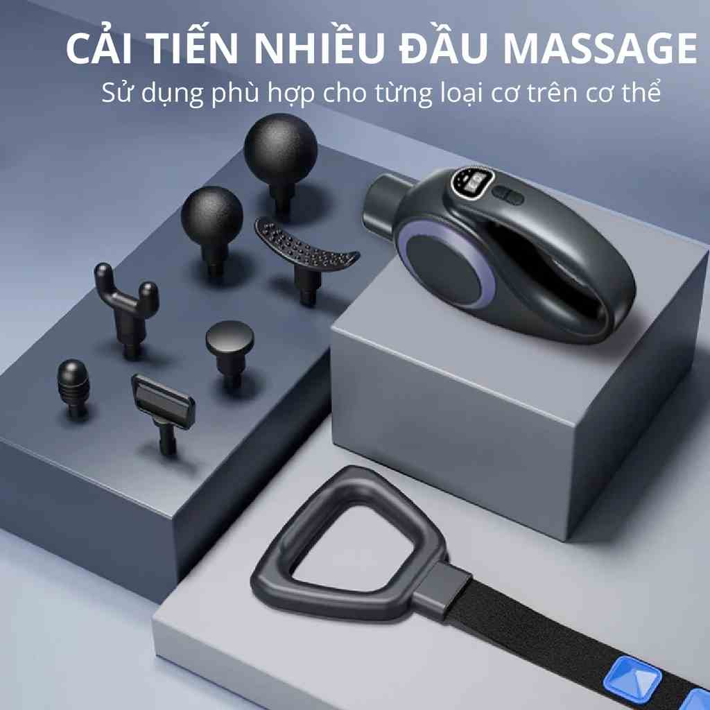 Súng massage Kachi MK353 Pro 6 đầu massage kèm đai rung