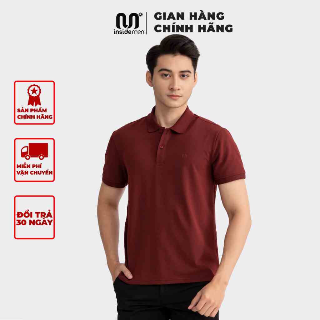 Áo Polo Nam Cổ Bẻ INSIDEMEN thun basic cộc tay vải cá sấu cotton phong cách trẻ trung chuẩn form nhiều màu IPSR08