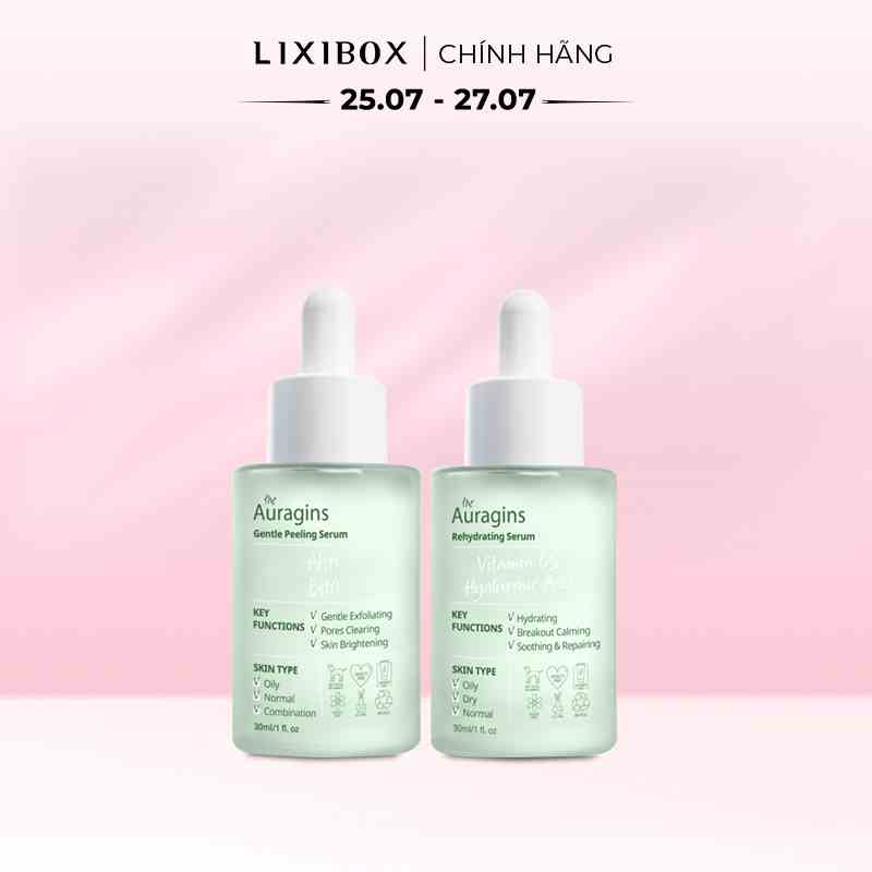 Bộ 2 Serum Dưỡng Da Ngừa Mụn The Auragins AHA BHA Và B5 - Hyaluronic