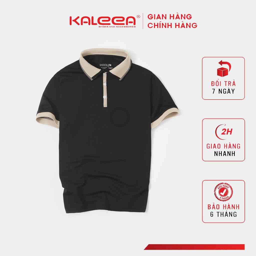 Áo Polo nam Kaleea A18 lịch lãm sang trọng phông suông ngắn tay vải cotton cực mát ba màu đen trắng nâu trẻ trung