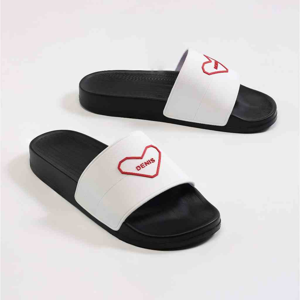 Dép quai ngang nam nữ Denis TY04 Unisex Slipper Màu Trắng đế Đen Ngoài trời