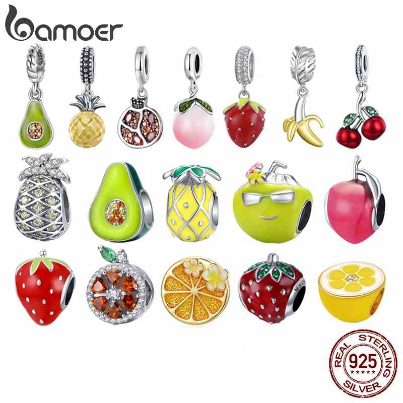 Hạt charm BAMOER bạc 925 kiểu trái cây thời trang