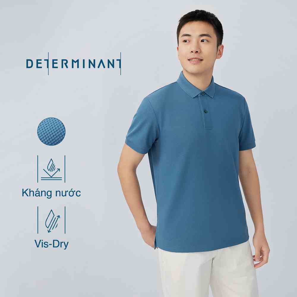 Áo thun polo nam cao cấp DETERMINANT tay ngắn - kháng nước - màu xanh huyền bí - P01