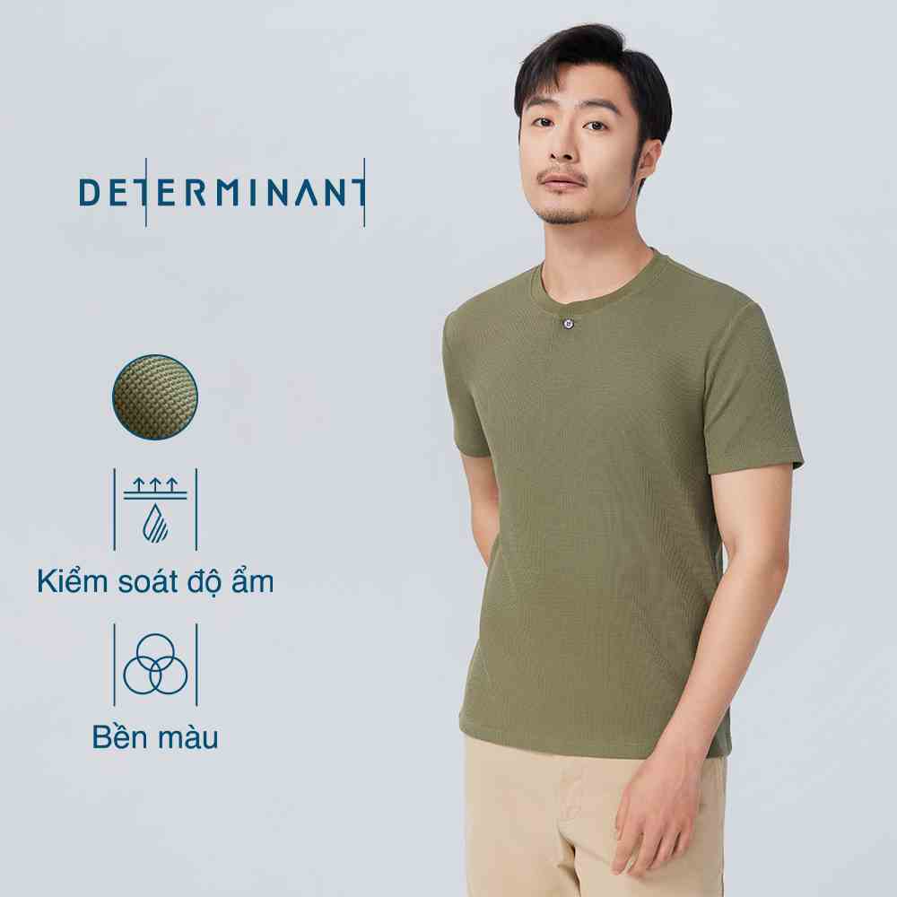 Áo thun nam cổ tròn DETERMINANT tay ngắn - 100% cotton - màu xanh olive - T07