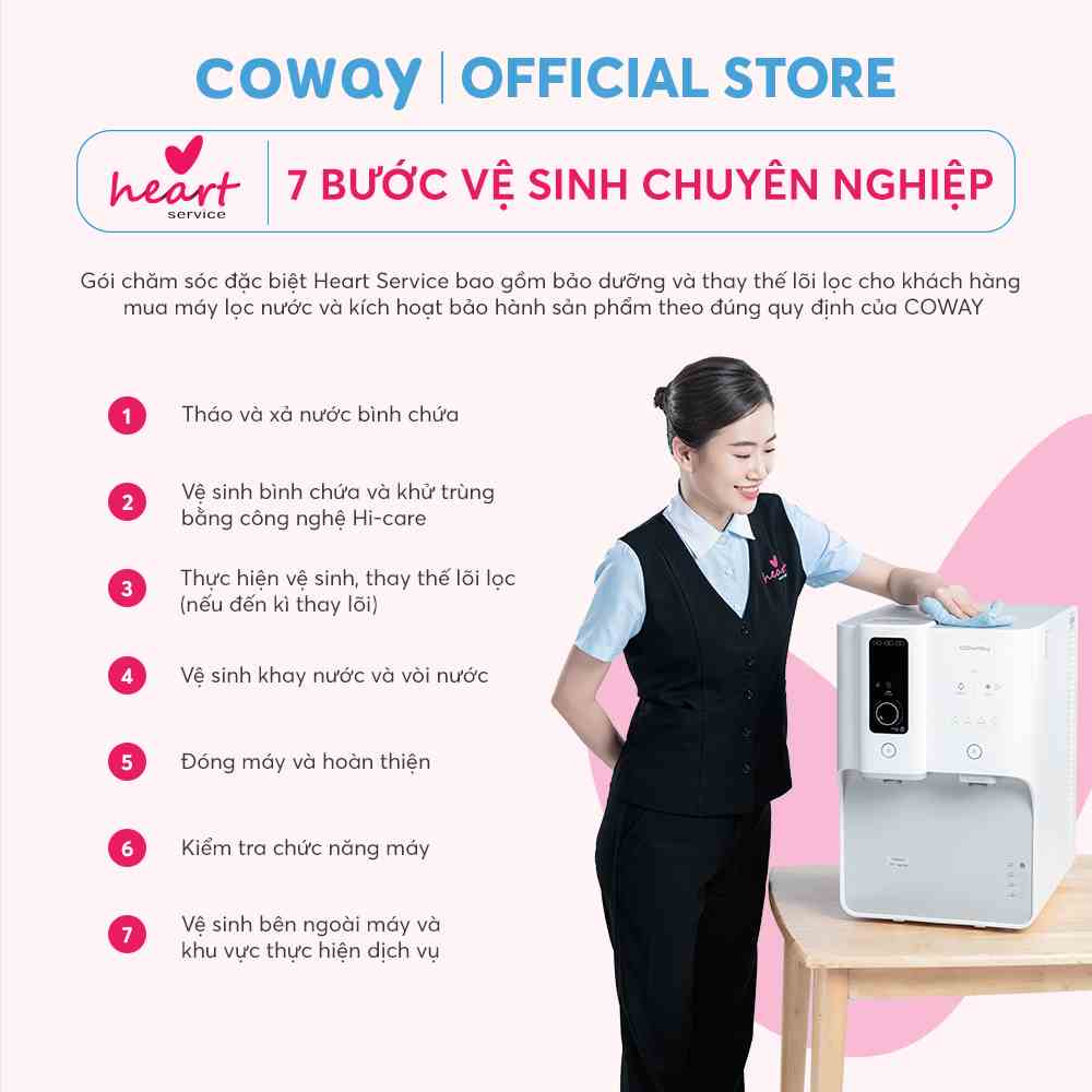 [2 năm] [E-Voucher] - Heart Service - Gói bảo dưỡng và chăm sóc máy lọc nước Coway tại nhà