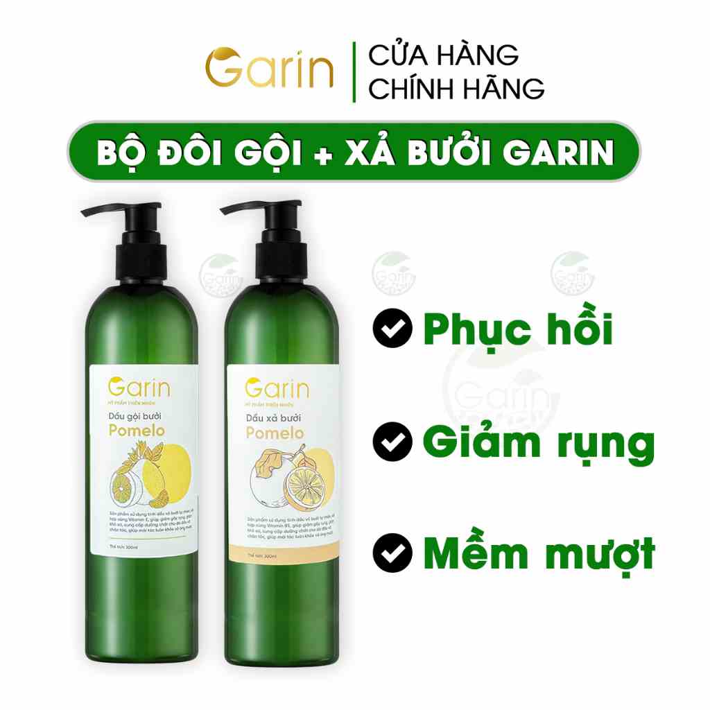 Combo dầu gội và dầu xả bưởi kích mọc tóc pomelo Garin  làm sạch tóc và da đầu kích thích tóc mọc nhanh nuôi dưỡng tóc