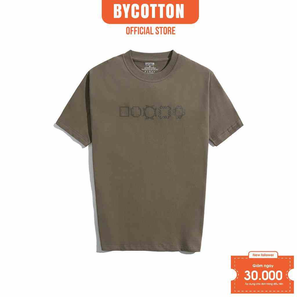 [Mã BYCO2224T giảm ngay 50K đơn 0K] Áo Thun Nam Ngắn Tay Cổ Tròn BY COTTON In Icon Nâu Đậm