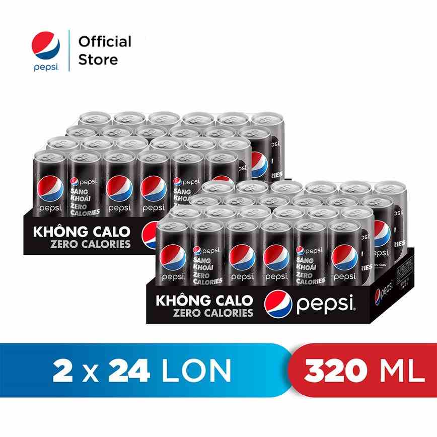 [HỎA TỐC-HN&ĐN&HCM]Combo 2 Thùng 24 Lon Pepsi Không Calo (320ml/lon)