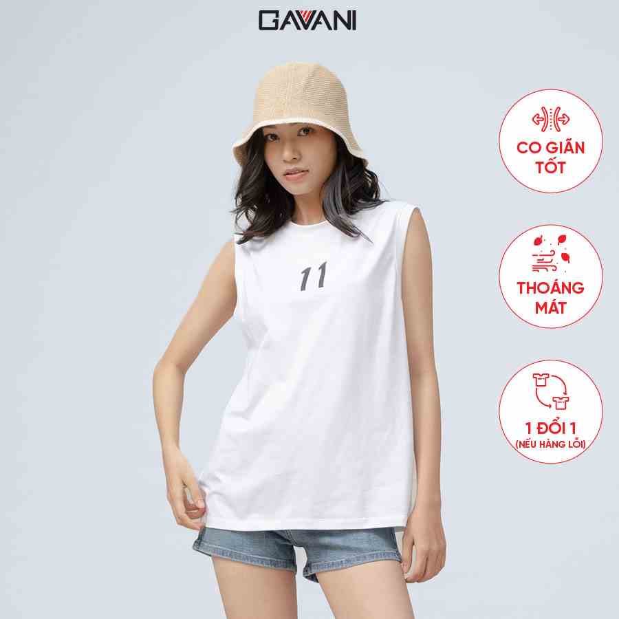 [Mã BMLTA35 giảm đến 35K đơn 99K] Áo thun nữ tank top, cổ tròn Gavani akh eleven