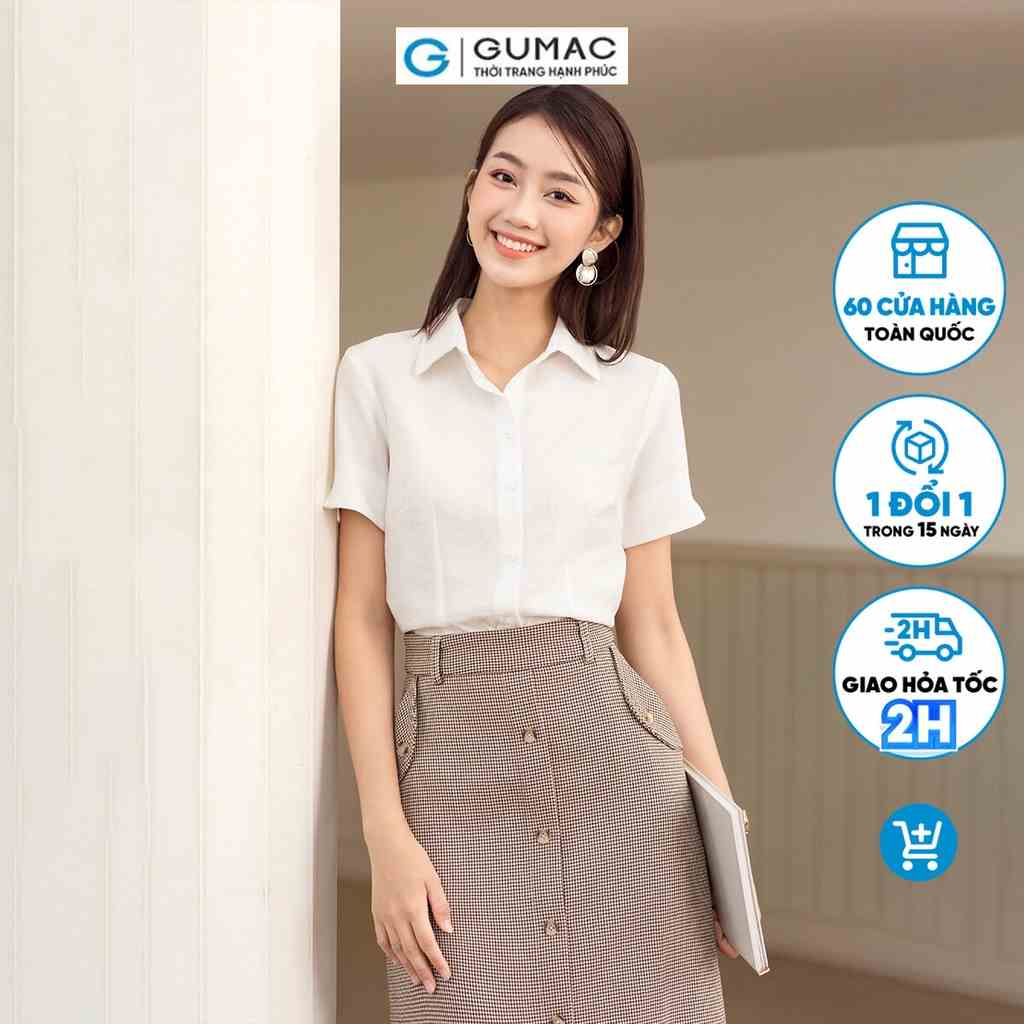 Áo sơ mi xẻ V thời trang GUMAC AD06032