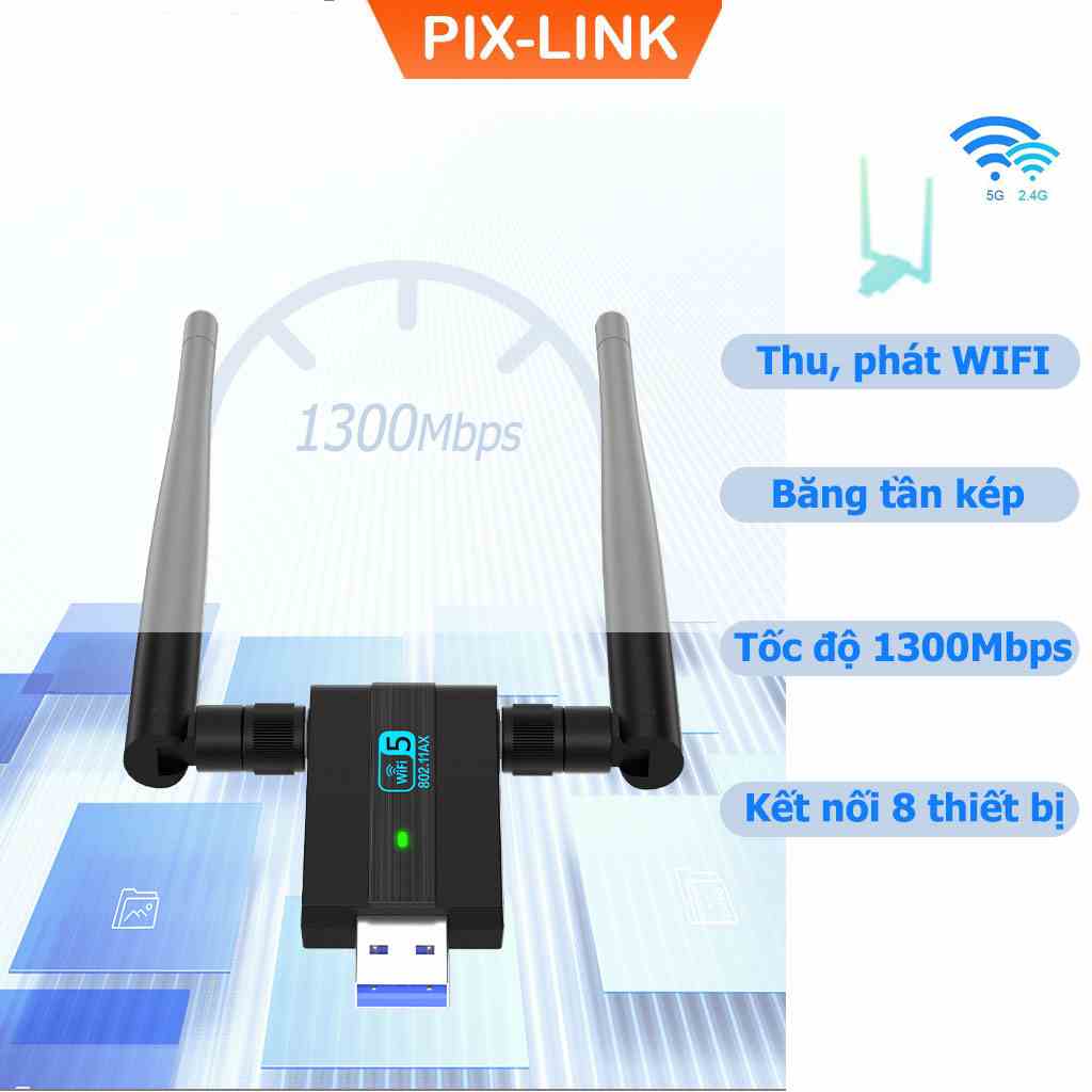 Thiết bị thu, phát wifi từ máy tính Pix-link WIFI5, router wifi tốc độ cao phủ sóng rộng từ máy tính, PC