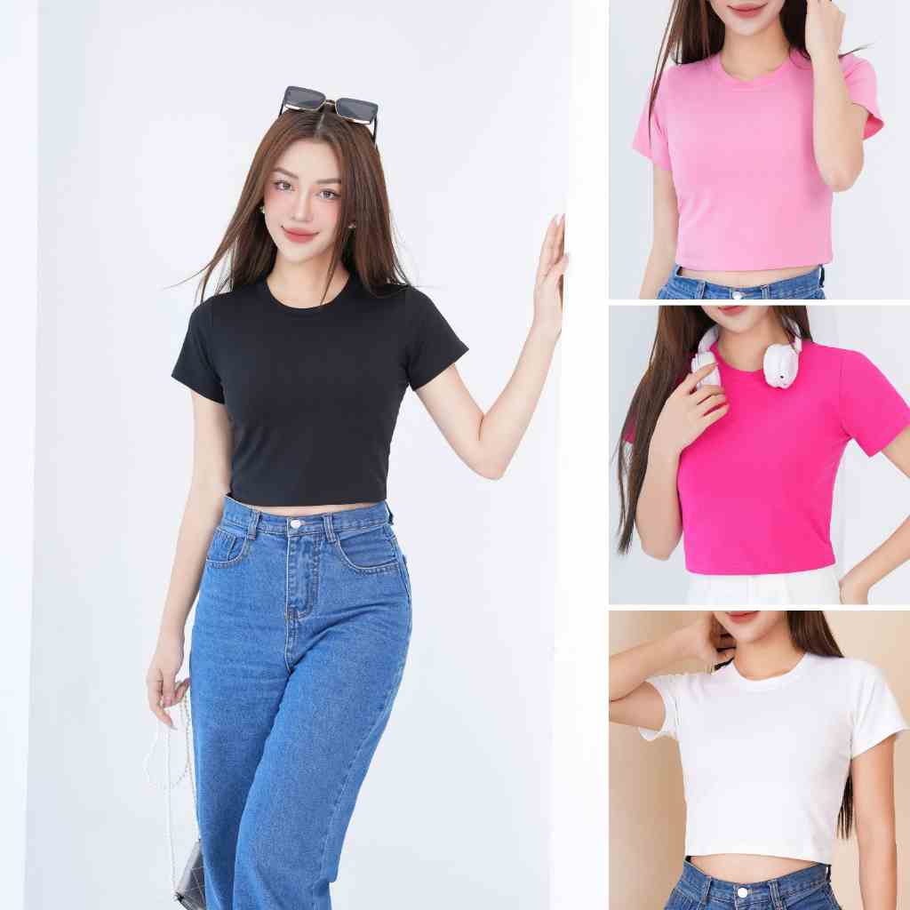 Áo croptop trơn - Áo thun croptop nữ dáng ôm body màu trơn - Loza PH403302