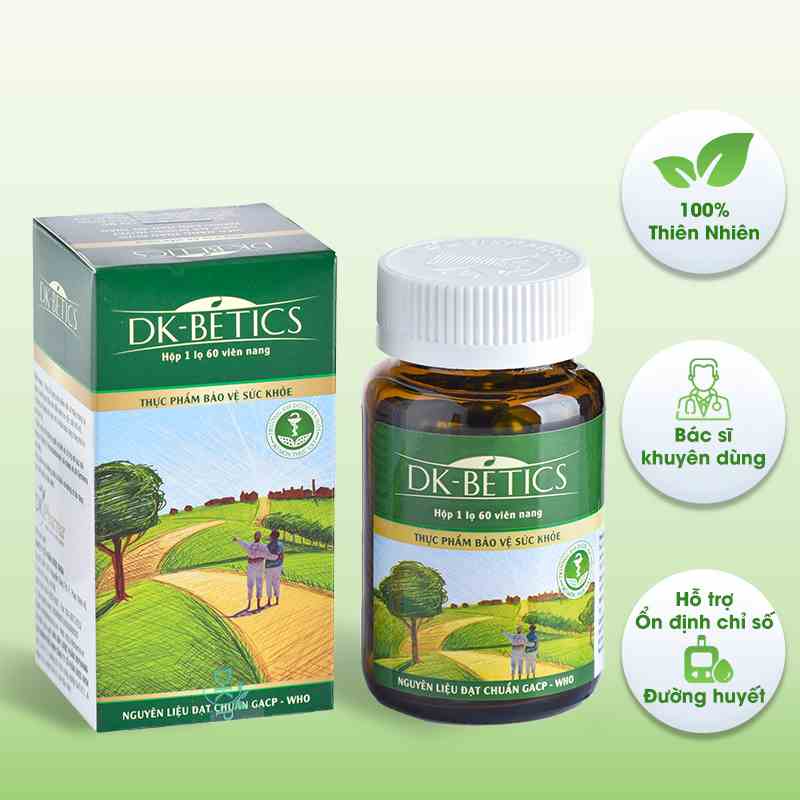 Viên tiểu đường dây thìa canh lá to DK Betics - DK Pharma, hỗ trợ hạ và ổn định đường huyết an toàn - Hộp 60 viên