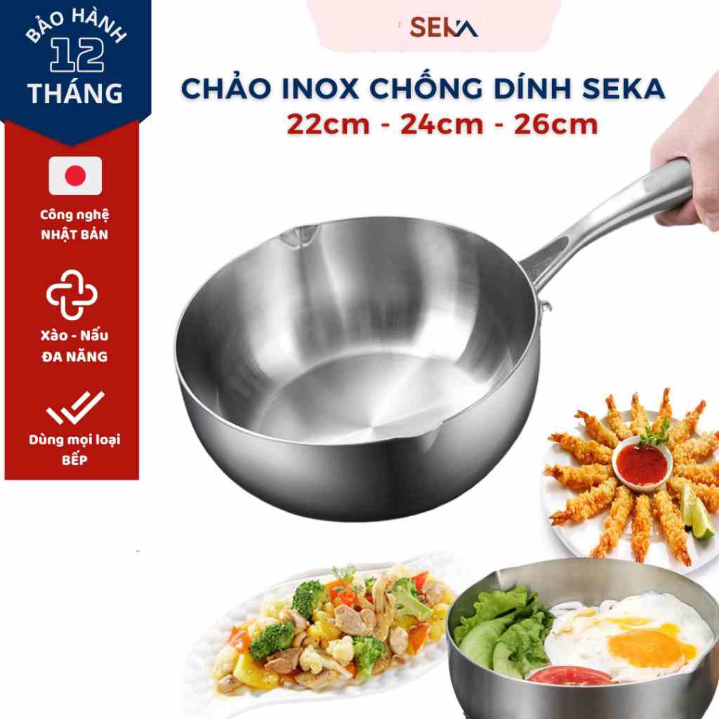 Chảo tuyếT Inox chống dính KAW - SEKA - Đường kính 22,24,26cm